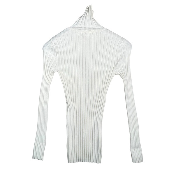 SUNDANCE Legend Stretchy Ribbed Organic Cotton Turtleneck in ivory - Picture 4 of 8